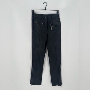 Dundas x Revolve Syd 100% Leather Moto Zip High Rise Straight Leg Pants In Black